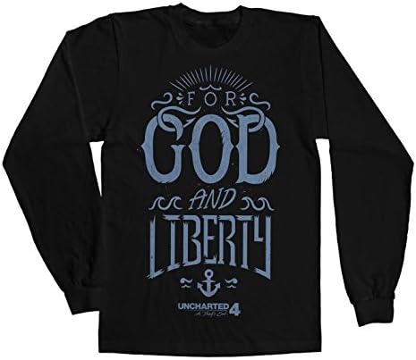 Officially Licensed Merchandise Uncharted 4 - For God And Liberty Long Sleeve Tee (Black), XX-Large
