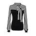 Produktbild Damen Bekleidung DOLDOA Frauen Mädchen Elegante Frühling Oberteile Tie-Bow Neck Striped Langarm Spleiß Shirt Bluse Casual Tops Solide T-Shirt Mode Freizeit Sommer Blusen Pullover Sweatshirt Blusentop Tee Street shirt Tunika Langarmshirt (EU:38, Schwarz)