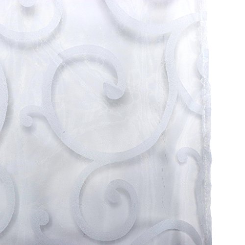 Generic 100 x 200cm Beflockung Transparente Vorhang Fenstervorhang Gardine Tüll für Fenster Balkon Haus Dekor – Weiß - 7