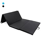 ISE 240x120x5cm Tapis de Sol Fitness Pliable & Portable, Tapis de Gymnastique,50 mm Haute Densité EPE & Résistant PU, Idéal pour l'entraînement Physique/Pilates/Yoga/Gym/MMA/Exercices, Noir SY-3004