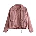 Produktbild Internet Damen Herbstmode kurze rosa Knopf Mantel Tasche Jacke Strickjacke (L, rosa)