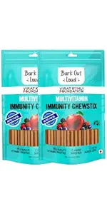 Bark out Loud by Vivaldis - Multivitamin Immunity Chewstix. Fresh Chicken Treats with Multivitamins, Omega and Zinc for Overall Health & Vitality for Dogs & Cats Pack of 2 x 100 gm