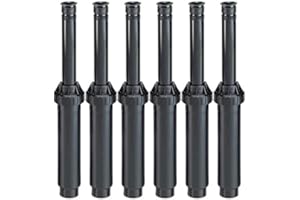 Suinga Pack 6 ASPERSOR DIFUSOR emergente de riego 10 cm, Alcance 4.5 Metros con tobera 15VAN R.Bird, Negro