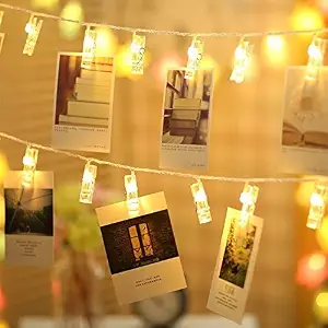 PESCA Photo Clip Lights 20 LED, 3 Meter Length, 8 Flashing Modes, Decoration for Birthday, Festival, Festive Occasion, Wedding, Party - for Home, Patio, Lawn, Restaurants