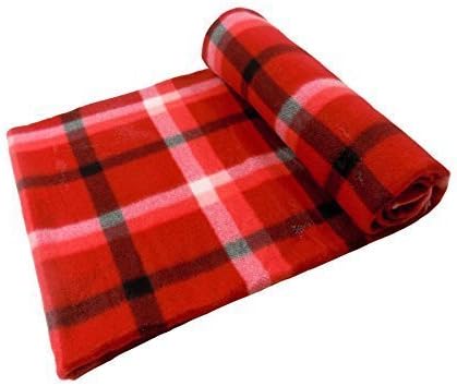 RED LUXURIOUS SOFT TARTAN HIGHLAND CHECK FLEECE THROW BLANKET 127 X 152CM