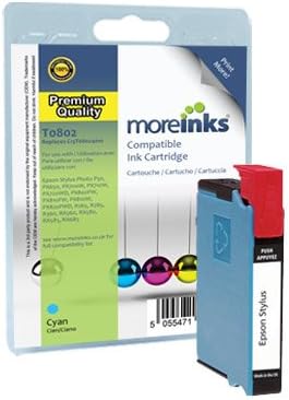 E80C - T0802 - Cyan Epson Premium Compatible Printer Ink Cartridge for Epson Stylus Photo P50 PX650 PX660 PX700W PX710W PX720WD PX800FW PX810FW PX810W PX820FWD PX830FWD R265 R285 R360 RX560 RX580 RX585 RX685