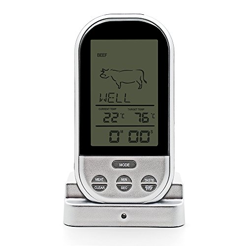 Bearhoho Wireless Digital Meat Cooking Thermometer and Timer, Instant Read Thermometer for Grill, BBQ, Oven, Smoker, Kitchen with Stainless Steel Probe(White) by Bearhoho - 2
