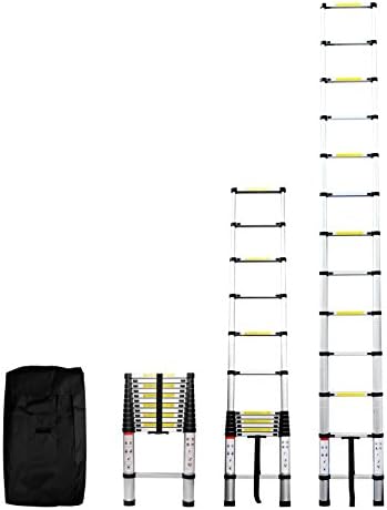 Telescopic Aluminum 3.8M Ladder – Heavy Duty Adjustable – Work or Multi-Purpose use – Lightweight – 330lbs Max Capacity – With FREE CARRY BAG