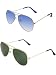 Sheomy Combo Of Stylish Silver Blue Aviator Goggles And Golden Green Aviator Sunglasses With 2 Box (Blue) RS.299.00