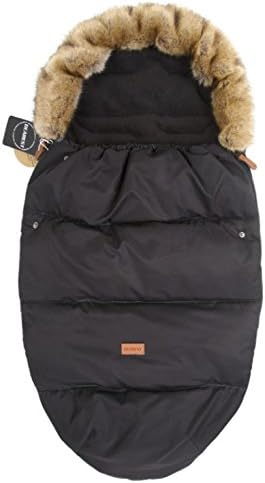 Baby footmuffs Collar with Fake Fur Stroller Bunting Bags Warmly (Black)