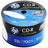 HP CD-R80 Full Face Inkjet yazdırılabilir 700 MB 52 X (50 adet, her biri 80 dakikalık hatırlatılabilir CD toplu paketli makar