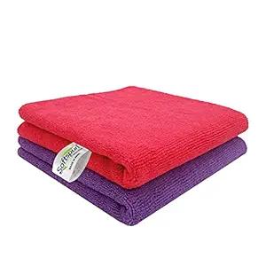 SOFTSPUN Microfiber Cloth - 2 pcs - 40x60 cms - 340 GSM Multi Colours - Thick Lint & Streak-Free Multipurpose Cloths - Automotive Microfibre Towels for Car Bike Cleaning Polishing Washing & Detailing