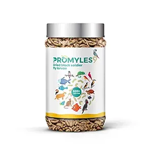 PROMYLES9 Whole Dried Black Soldier Fly Larvae Treat - Food for Arowana, Flowerhorn, Oscar and Other Carnivorous Fish - High Protein and 50x More Calcium Than Mealworm (60G)