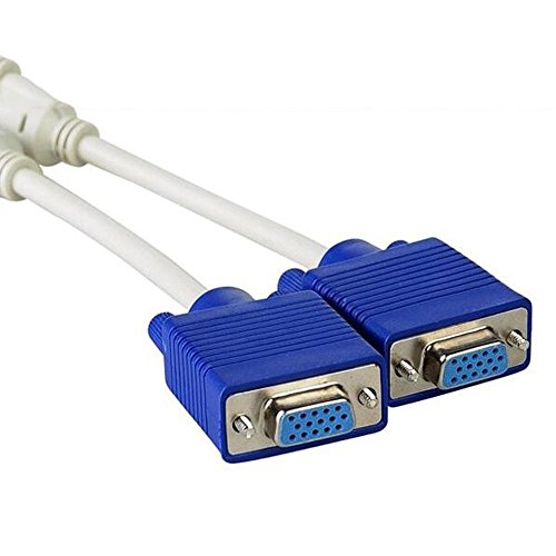 15P VGA-Splitter-Kabel 1 Stecker auf 2 weiblich Y Adapter Monitor-Konverter für PC Video Computer TV-Projektor (White) - 2