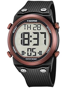 Calypso Unisex Armbanduhr Digitaluhr mit LCD Zifferblatt Digital Display und schwarz Kunststoff Gurt k5705/3