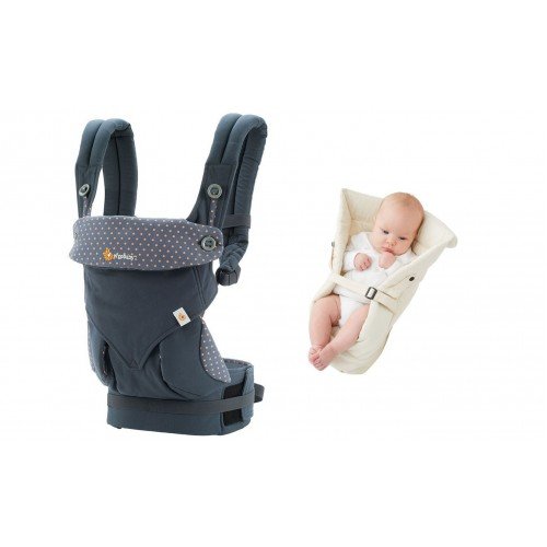 Ergobaby baby carrier 360 Dusty Blue new 2015 color + Natural Insert for newborns