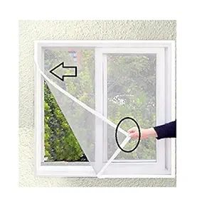 Mahdiya Window Mosquito Net Easy to Fix-Wooden,Glass Steel,Plastics,Fiber White Color ,Adhesive Tape Detachable Net,Window Door Net,Foldable Net 100 % Air Flow Insect Protection 3x4 Feet 90x 120 cm 36x 48 inch