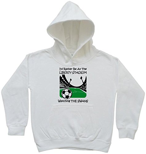 Hat-Trick Designs Swansea City Football Baby/Kids/Childrens Hoodie Sweatshirt-5-6Yrs-White-I'D Rather Be-Unisex Gift