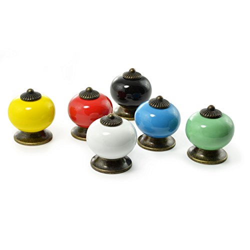 Möbelknöpfe Set aus Porzellan / Keramik schwarz – Möbelgriff Türknauf Schrankgriff Schrankknopf Möbelknauf – Knauf & Griff in Vintage Shabby Landhaus Antik für Möbel Schublade Schrank by Ganzoo (4er SET, Schwarz) - 