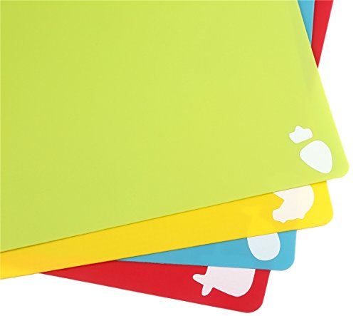MAOYUAN Antibakteriell Schneidebrett Kunststoff Rutschfest flexible Kunststoff Matten Schneidebretter Set mit 4 38*30cm - 3