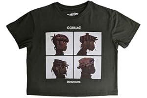ROCK OFF OFFICIALLY LICENSED PRODUCTS Gorillaz Crop Top T Shirt Demon Days Band Logo Official Womens Green S