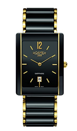 Roamer Men's Quartz Watch with Black Dial Analogue Display and Black Ceramic Strap 690856 48 54 60