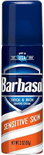 Barbasol Sensitive Skin Thick & Rich Shaving Cream for Men, 2 OZ (Travel Size - TSA Approved)