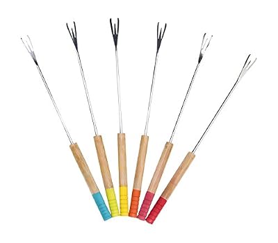 Pebbly NBA039 Set de 6 Piques à Fondue Bambou Multicolore