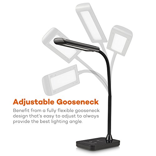 TaoTronics 7W Schreibtischlampe LED Tischlampe mit Schwanenhals 7 Helligkeitsstufen dimmbar Schwarz - 5