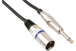 HQ-Power Câble XLR-jack, 1 x XLR mâle, 1 x jack 6.35 mm mâle, mono, 1.5 m, parfait pour la transmission du son