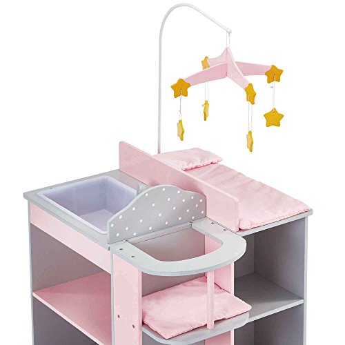 Olivia's Little World - Baby Doll Furniture | Baby Changing Station with Storage (Grey Polka Dots)