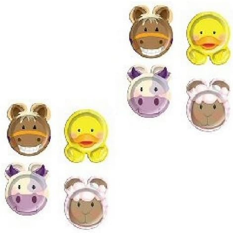 Splodge Teddy Parties Farmyard Farm Animals Party Supplies - 8 x Animal Shaped Plates