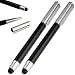 Produktbild Liamoo 2 x moderner 2in1 Eingabestift/Touchpen mit Kugelschreiber und Deckel, Stylus für Handy & Tablet Touchscreen, iPhone, iPad, Samsung Pen (schwarz)