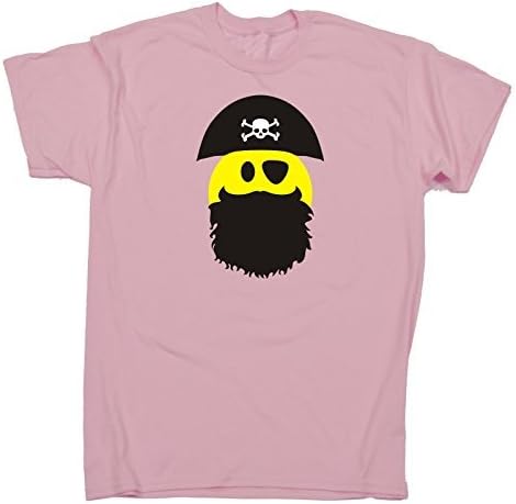 123t Slogans Kids Boy's Girl's BEARDED PIRATE SMILEY DESIGN (XL-Age-12-13 - LIGHT PINK) T SHIRT