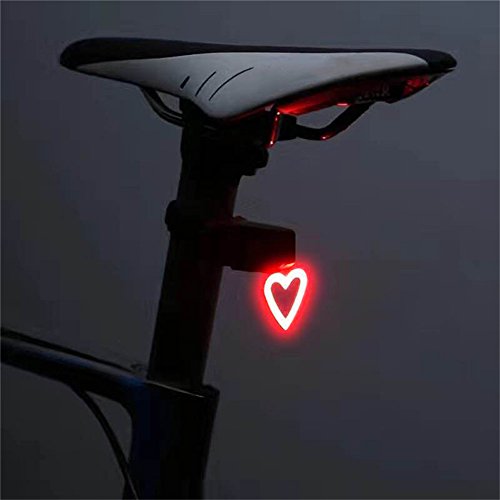 West Radfahren Fahrrad Rear USB wiederaufladbar Fahrrad Schwanz Licht, Ultra Bright Wasserdicht Zubehör Passt auf Fahrräder Kinder Fahrräder Dekoration, Herren Kinder damen, Heart Shape