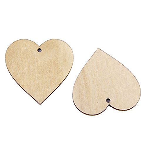 ROSENICE 25 Stück Deko Herzen Holz Hochzeit Dekoration Geschenkanhänger 40mm - 3