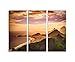 Produktbild 130x90cm – KUNSTDRUCK Copacabana Strand Dämmerung Rio de Janeiro 3teiliges Wandbild auf Leinwand und Keilrahmen - Fotobild Kunstdruck Artprint