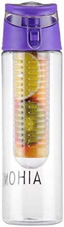 HimanJie 800ml Fruit Infusing Water Bottle with Fruit Infuser and Flip Lid Lemon Juice Make Bottle- BPA Free