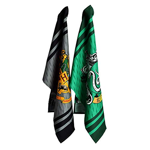 Groovy UK Ensemble de 2 torchons Harry Potter de Serpentard de Poudlard 45x65cm Forêt Elfique Coton