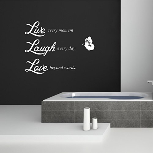 greenluup Wandtattoo in Weiß Spruch LIVE LAUGH LOVE Wandaufkleber Wandsticker Sprüche - 2