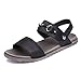 Produktbild HILOTU Leichte Herren Strand Sandalen Knöchelriemen Hausschuhe Mikrofaser Leder Sandalen Luftpolster Sommer Trail Outdoor Walking Sportliche Sandalen (Color : Schwarz, Größe : 44 EU)