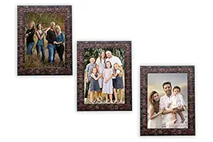 KDM Home Decor set of 3 Box Brown Color flexible Glass & Synthetic Wood Modern Collage Photo Frames for Wall Hanging 8x12 inch pack of 3