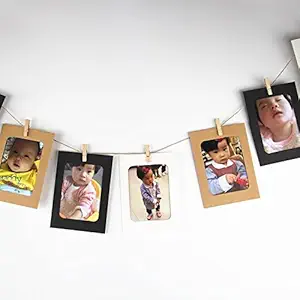 My Party Suppliers White Black Kraft Cover for Postcard Greenting Cards Cover DIY Kraft Paper Photo Frame / Kraft Paper Picture Frame With Hemp Rope Clip Kraft Black White Mixed Creative Hanging Paper Frame Rectangle / paper frames with string and clips paper frames for photos ( Multicolor)