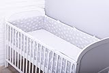 Amilian® Bettumrandung Nest Kopfschutz Nestchen 420x30cm, 360x30cm, 180×30 cm Bettnestchen Baby Kantenschutz Bettausstattung Krone Grau - 2