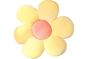 Zinsale Carino Cuscino da pavimento floreale Decorativi Cuscino Fiore Indie Room Decor Girls Peluche farcito per bambini Lettura Guardare la TV Camera da letto (Giallo, 40cm)