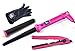 Soft Touch Yogi Twin Barrel Hair Wand and Mini Travel Hair Straightener Iron Gift Set Metallic Pink