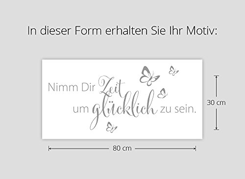 Wandaro W3307 Wandtattoo Spruch Nimm Dir Zeit um glücklich zu sein schwarz 80x36cm - 4
