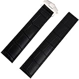 TIME4BEST Unisex 20mm Schwarz Lederarmband Faltschließe Kompatibel mit Tag Heuer