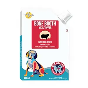 Goofy Tails Lamb Bone Broth - 100 ml/Pack (Pack of 3) | Human Grade Lamb Bone Broth with Natural Collagen| Natural Supplement and Treat for Dogs & Cats Above 4 Months