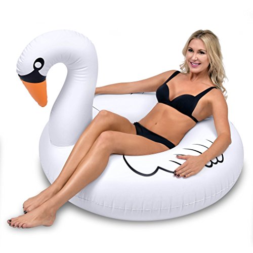 GoFloats Swan Party Tube Inflatable Raft, Float in Style (for Adults and Kids)